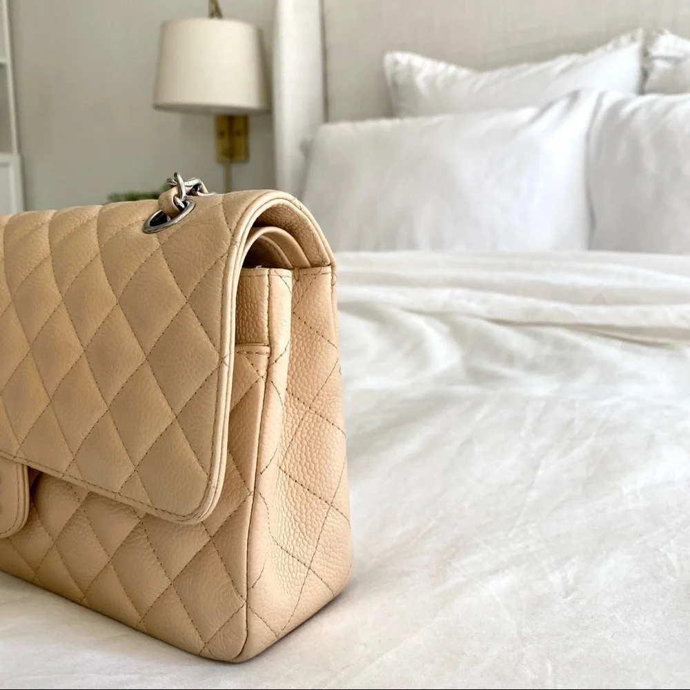 Chanel Beige Classic Medium Double Flap Bag